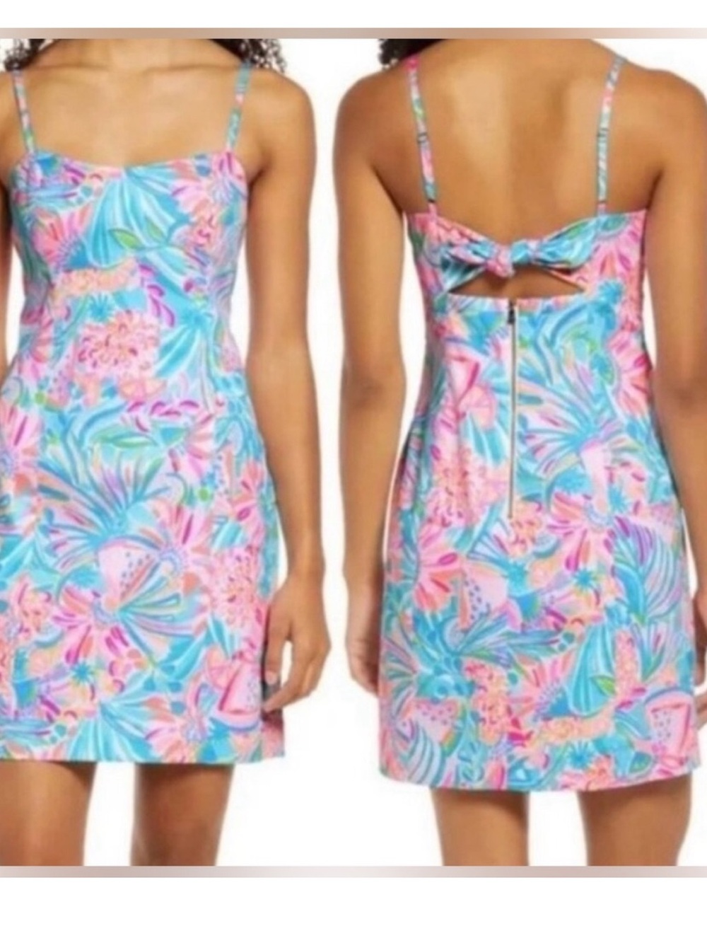 Lilly Pulitzer Shelli Stretch Shift Dress Neon Floral Tropical Punch Size 00 NEW